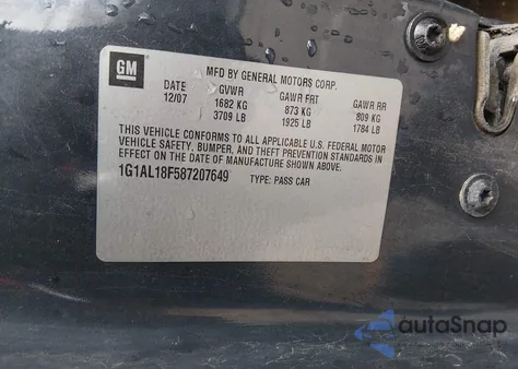 2008 Chevrolet Cobalt Lt from USA, damaged, VIN 1G1AL18F587207649